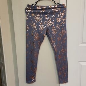JUSTICE girls size 18 plus Gray rose gold foil leopard 🐆 leggings